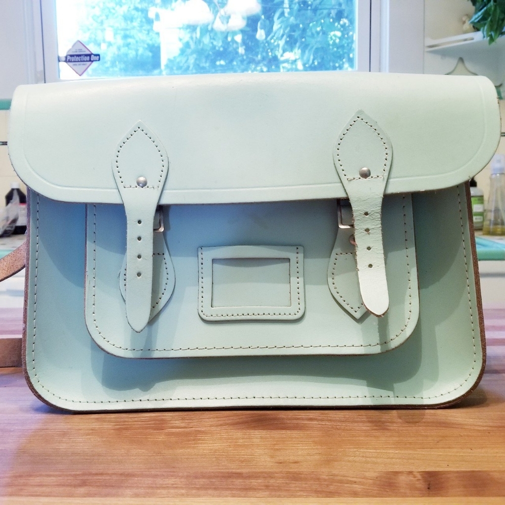 Pastel mint green Cambridge satchel